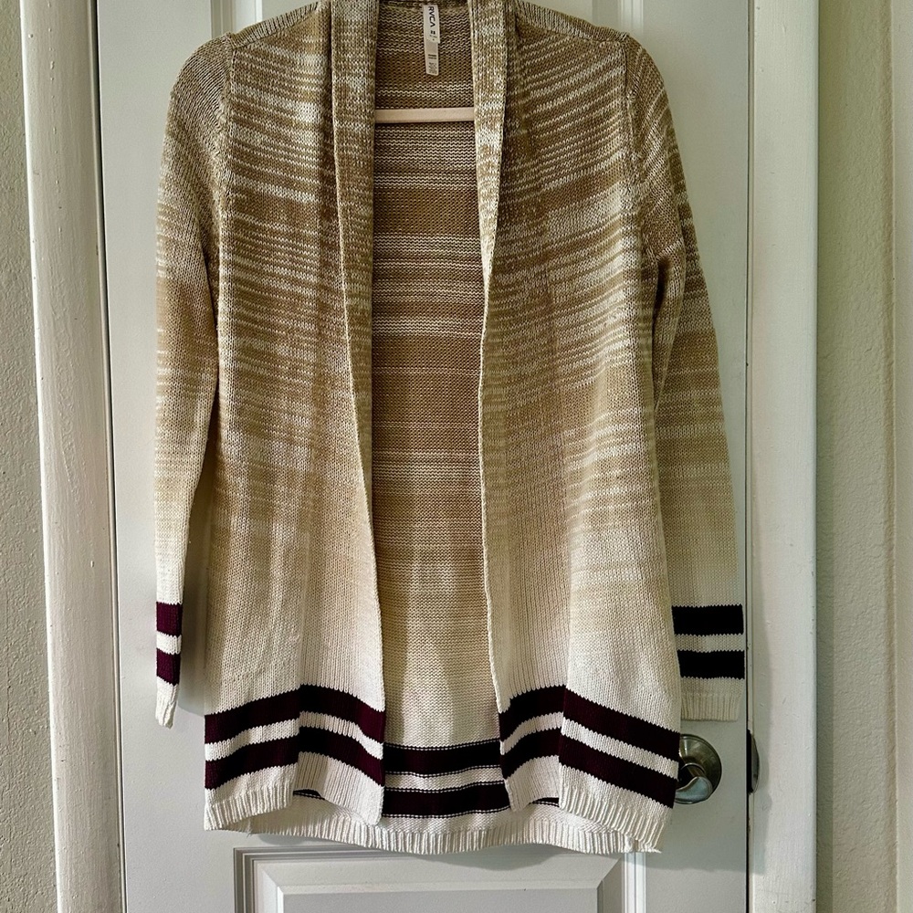 RVCA Cream and White Cardigan Sweater
